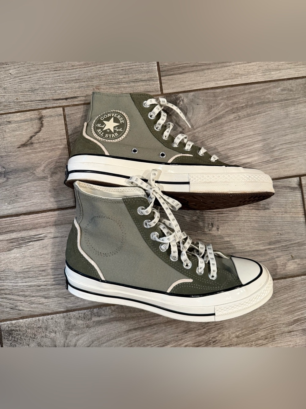 Converse High Top Final Club Sneakers in Olive and White